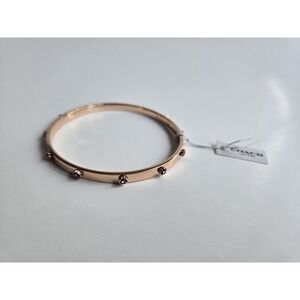 NWT‎ Coach tea rose gold-tone bangle bracelet - crystal studs, 2.75" diameter